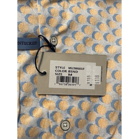 New Peter Millar MED Throwing Shade SS Button Front Sport Shirt Umbrella Print - Picture 4 of 4